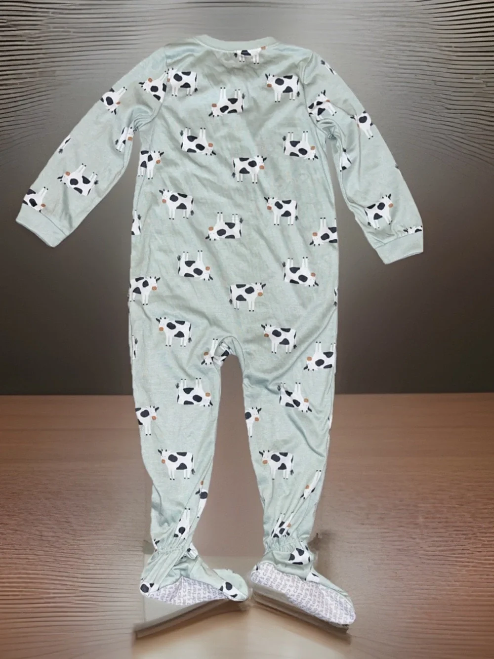 Mint Green COWS CLASSIC ZIPPER FITTED FOOTIE One-Piece for Toddlers 4T